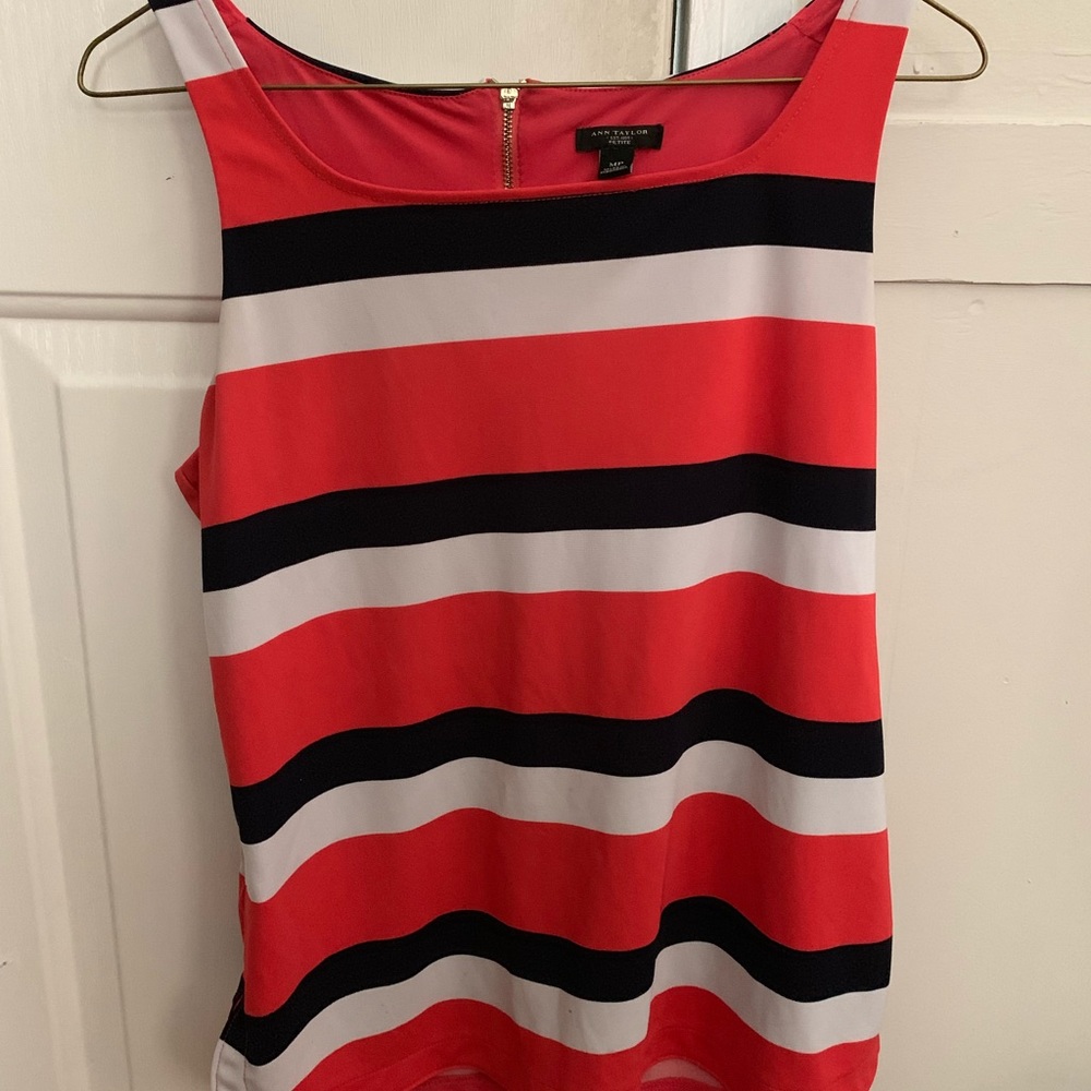 Orange, white, and black striped tank